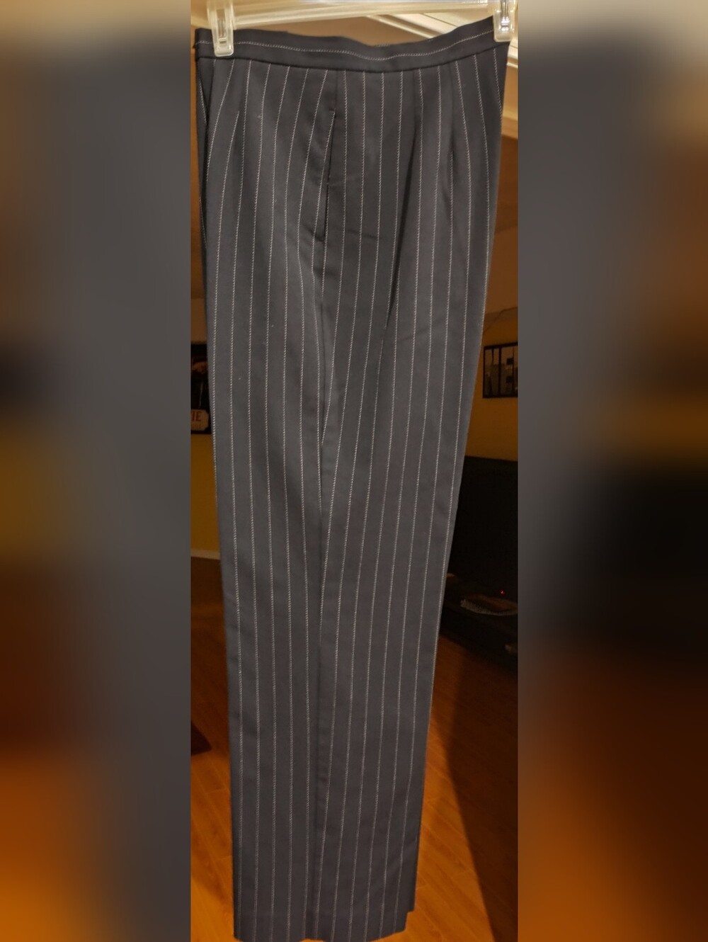 Liz Claiborne Classic Pinstripe Dress Pants - Black with White Stripes